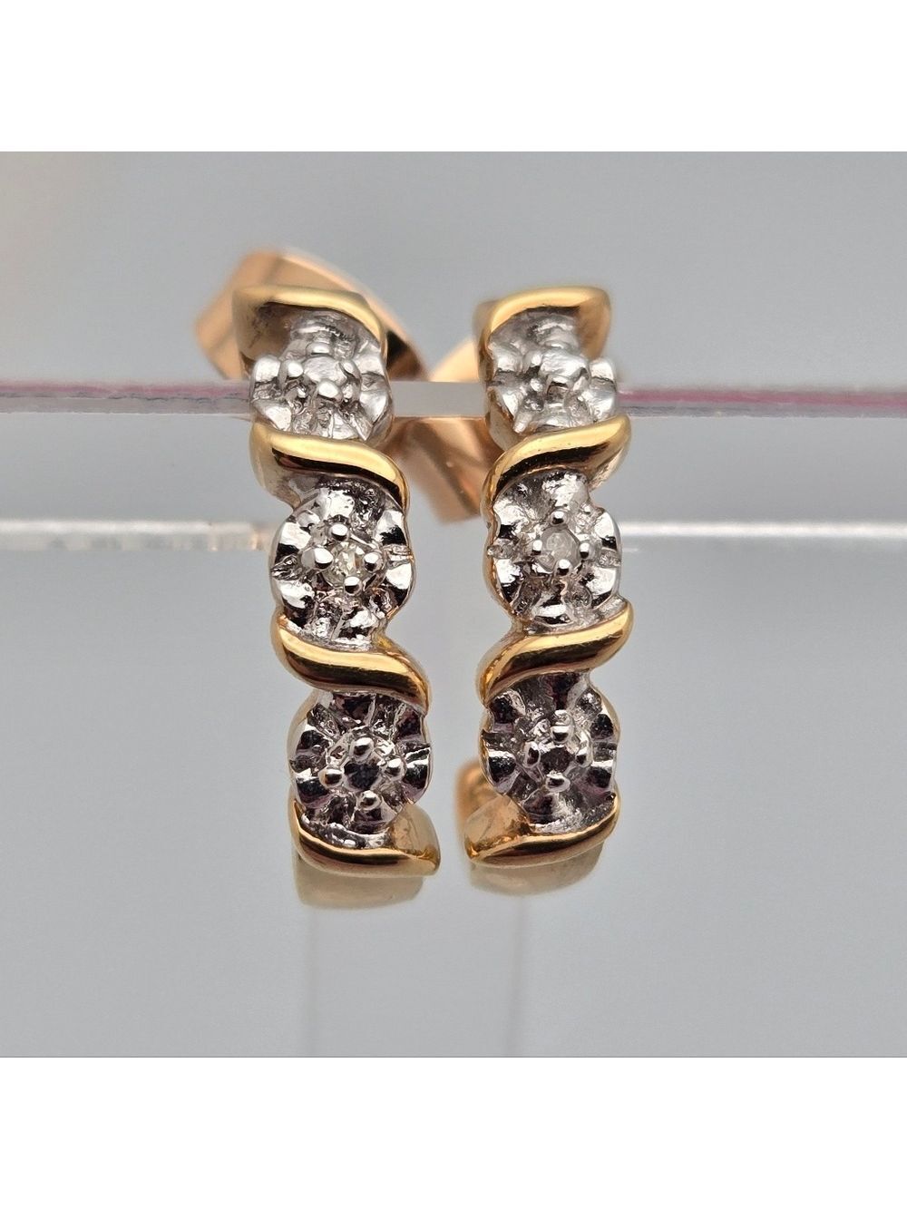 925 Silver Gold-Tone Diamond Look Floral Cluster Stud Earrings